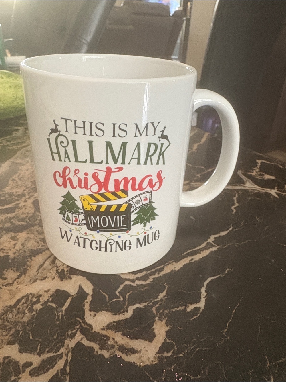 Hallmark White Mug with Green and Red Holiday Design